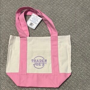 Trade Joe’s Pink and Cream Tote Bag